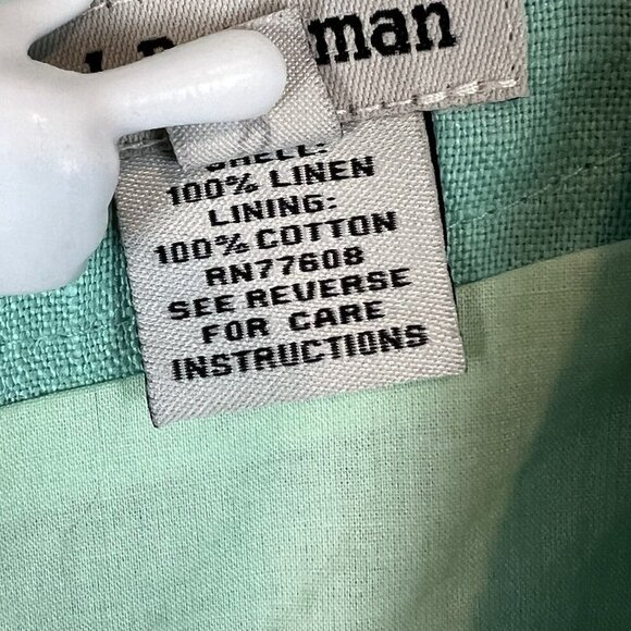 J Peterman Linen Dress Size 4 Aquamarine Green Sleeveless Midi Tea Length - Picture 5 of 7